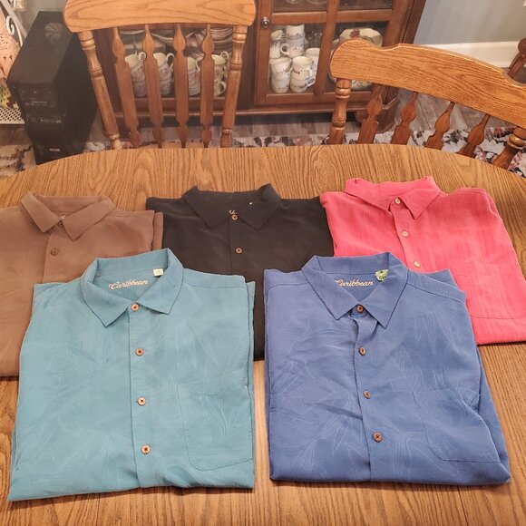 Set of 5 Caribbean Men's Button Down Short Sleeve Shirts- 3X - Picture 2 of 16